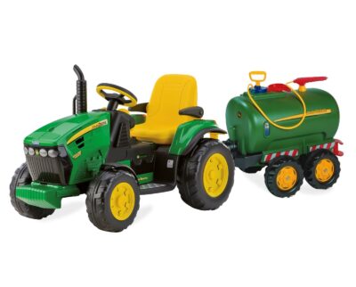 Elektrický traktor John Deere Ground Force s prívesnou CISTERNOU Rolly Tanker John Deere vrátane kovovej redukcie